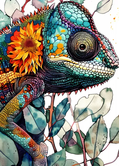 Jaszke, Justyna: Chameleon watercolor animal art 7