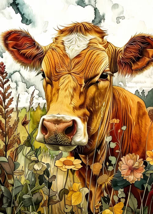 Jaszke, Justyna: Cow watercolor animal art 3