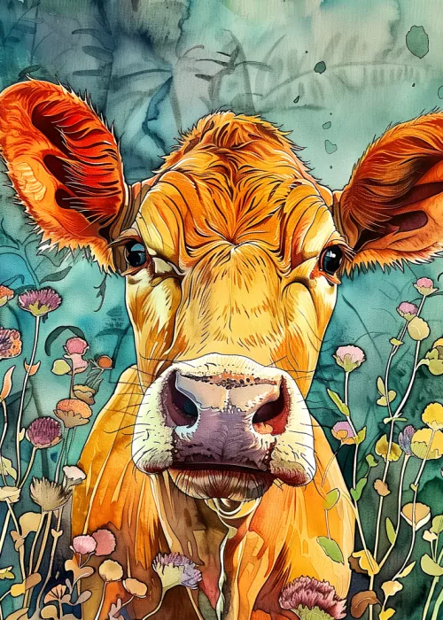 Jaszke, Justyna: Cow watercolor animal art 4