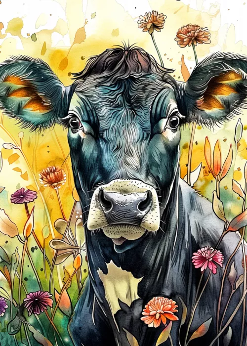 Jaszke, Justyna: Cow watercolor animal art 5