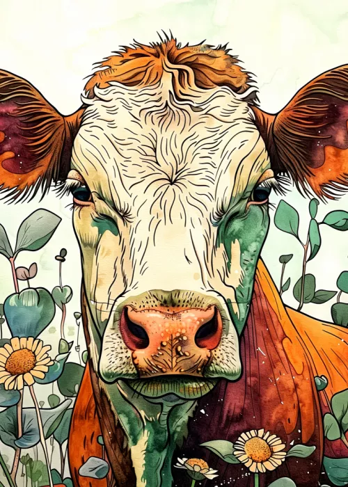 Jaszke, Justyna: Cow watercolor animal art 6
