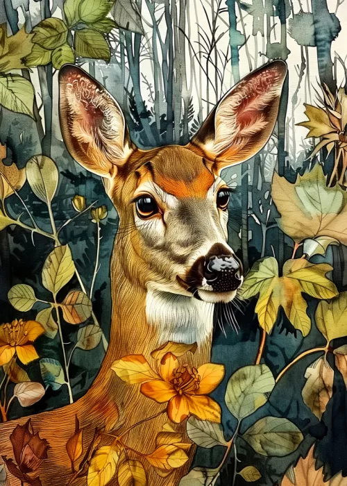 Jaszke, Justyna: Deer watercolor animal art 1