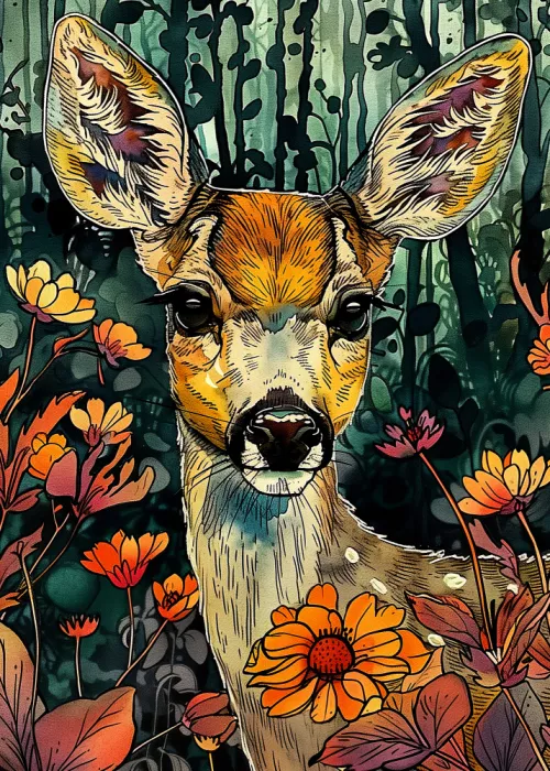 Jaszke, Justyna: Deer watercolor animal art 4