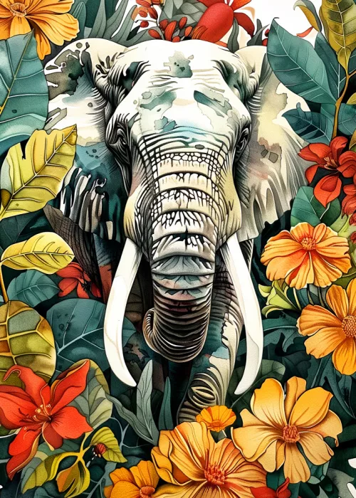Jaszke, Justyna: Elefant Aquarell Tierkunst 1