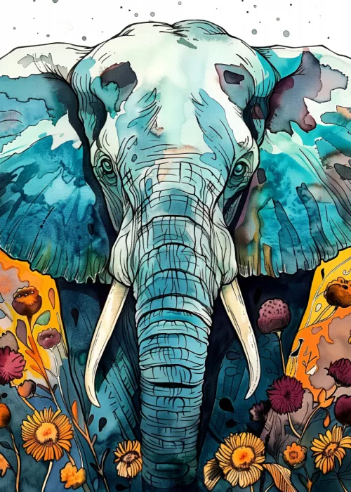 Jaszke, Justyna: Elephant watercolor animal art 3