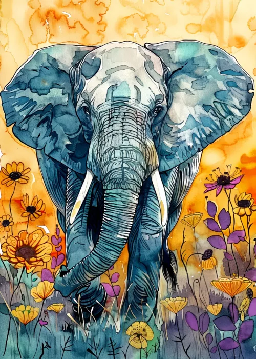 Jaszke, Justyna: Elephant watercolor animal art 2