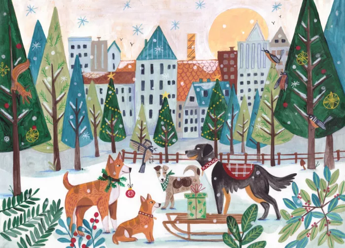 Müller, Bonne Caroline: Chiens au parc à Noël