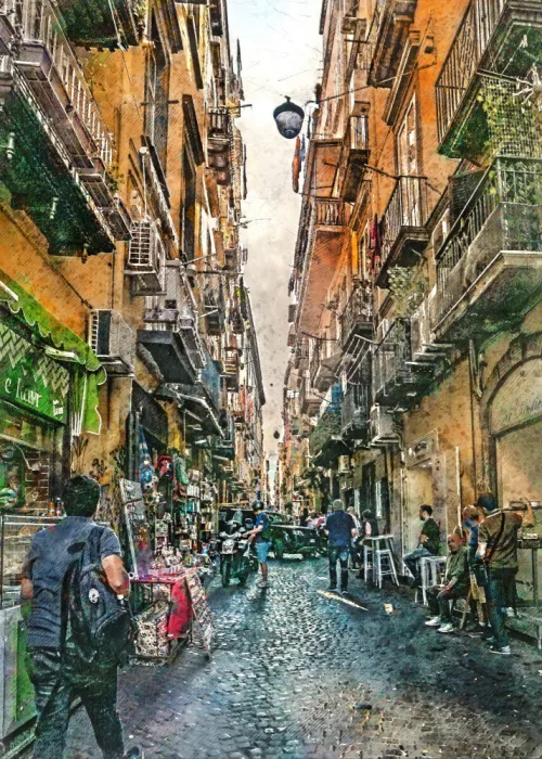 Jaszke, Justyna: Naples City Watercolor Art Italy (2)