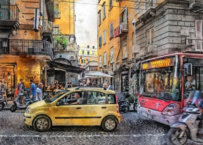 Jaszke, Justyna: Arte en acuarela de la arquitectura de Nápoles, Italia (9)