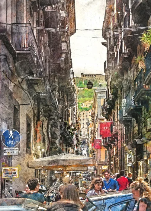 Jaszke, Justyna: Naples City Watercolor Art Italy (17)