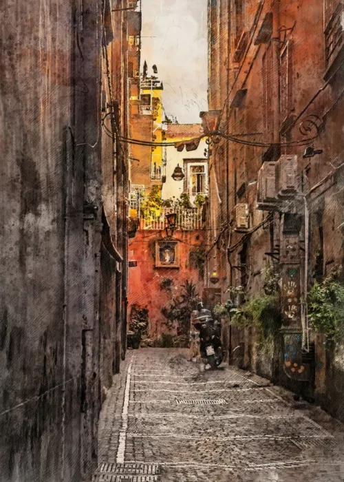 Jaszke, Justyna: Nápoles Ciudad Acuarela Art Italia (20)