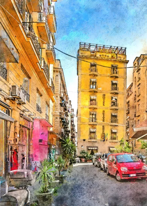 Jaszke, Justyna: Naples City Watercolor Art Italy (25)
