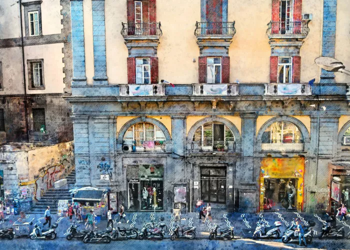 Jaszke, Justyna: Nápoles Ciudad Arte Acuarela Italia (28)