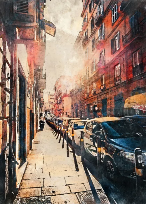 Jaszke, Justyna: Naples City Watercolor Art Italy (27)