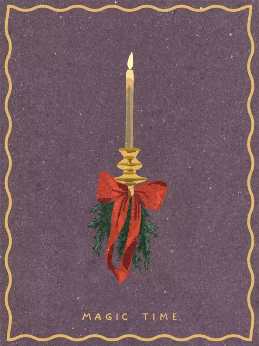 NKTN: Candle with bow and spruce sprigs