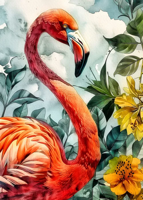 Jaszke, Justyna: Animal watercolor art bird Flamingo 1