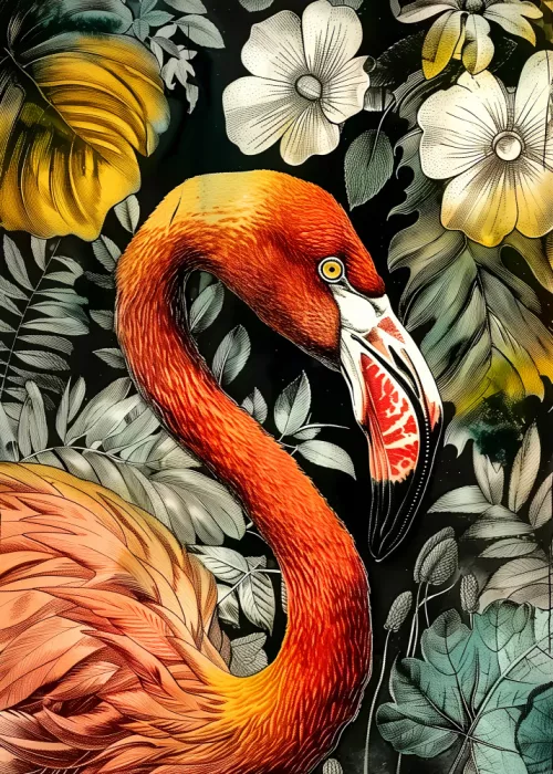 Jaszke, Justyna: Animal watercolor art bird Flamingo 2