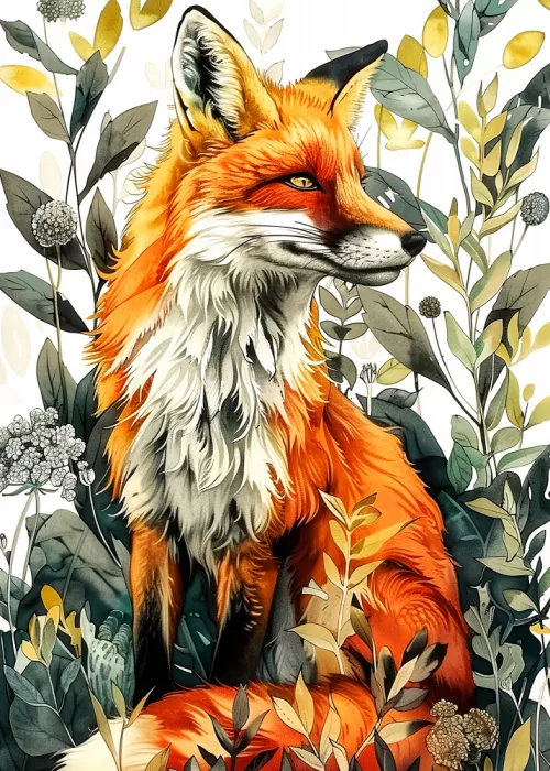 Jaszke, Justyna: Animal watercolor art Fox 3