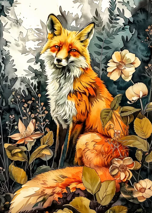 Jaszke, Justyna: Animal watercolor art Fox 4