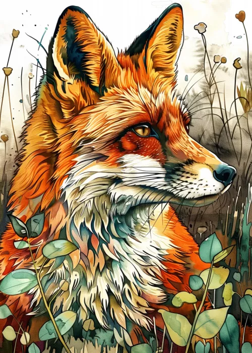 Jaszke, Justyna: Animal watercolor art Fox 8