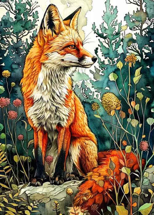 Jaszke, Justyna: Animal watercolor art Fox 13