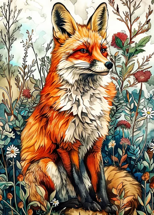 Jaszke, Justyna: Animal watercolor art Fox 15