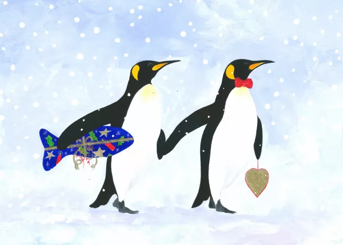 Brent, Isabelle: Dos Pingüinos en un Paisaje Nevado