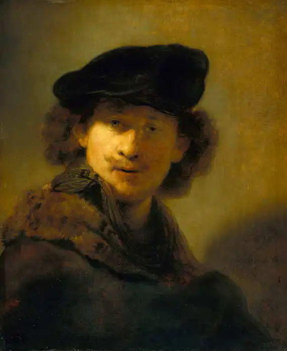 Rembrandt, van Rijn: Autoportrét se sametovým baretem
