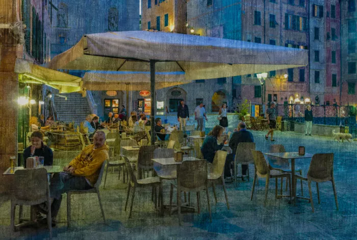 Dupont, Isabelle: Terrace at night