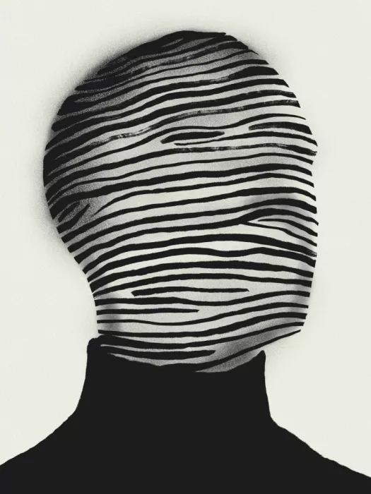 Dean, Little: Abstract Head Wrapped In Black And White Stripes