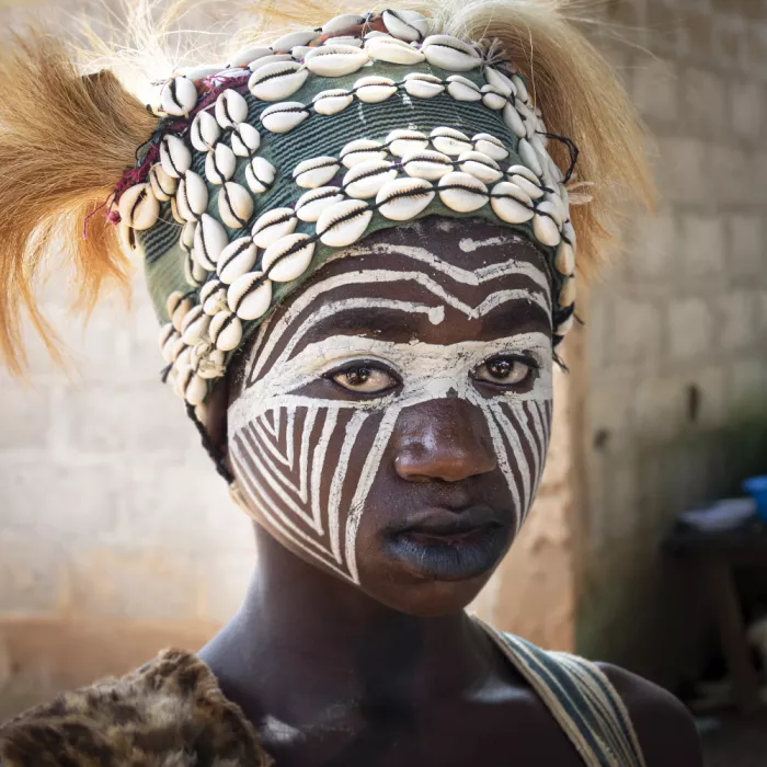 Molina, Elena: snake girl at Diourouzon village, in the mountains of Man, Ivory Coast