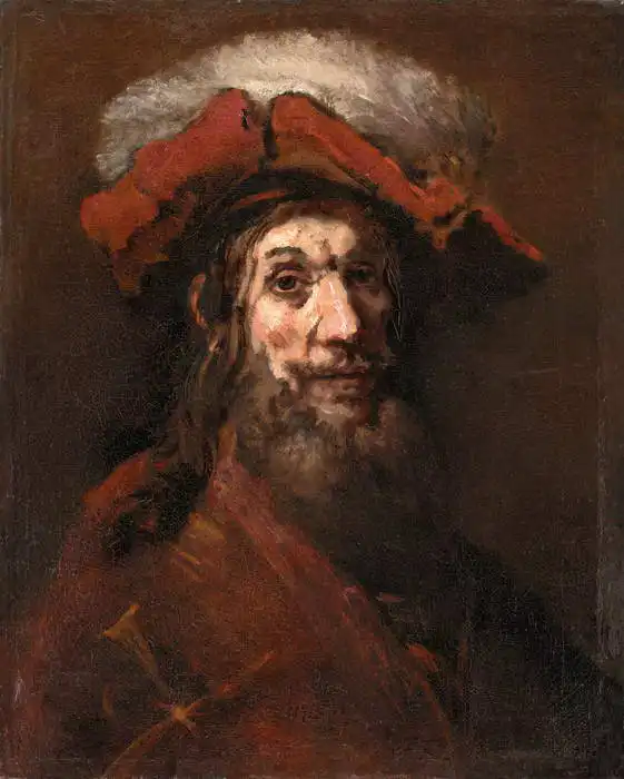 Rembrandt, van Rijn: Skica rytíře se sokolem