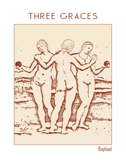 Project, Doa: Line Art Minimalist – Die drei Grazien von Raphael (ca. 1503–1505)