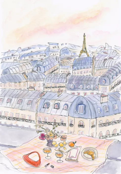 Puritscher, Katharina: Pícnic en la azotea parisina con vistas a la Torre Eiffel