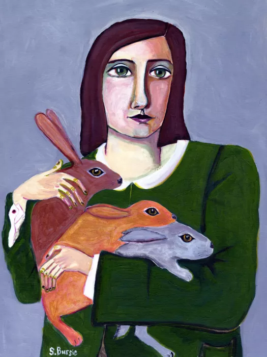 Bursic, Sharyn: Lady with Three Rabbiets