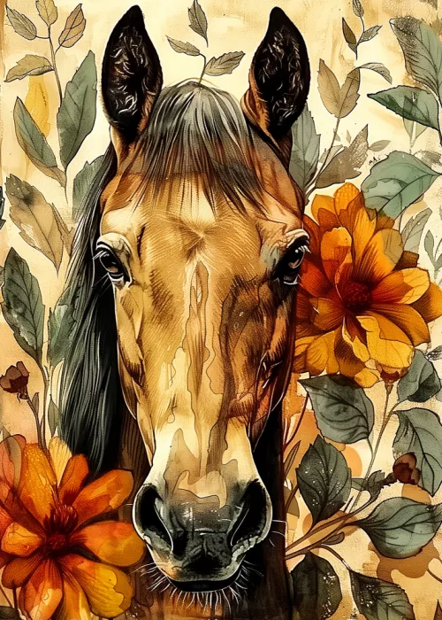 Jaszke, Justyna: Caballo Acuarela Arte Animal