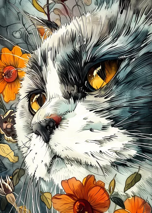 Jaszke, Justyna: Gato Acuarela Arte Animal