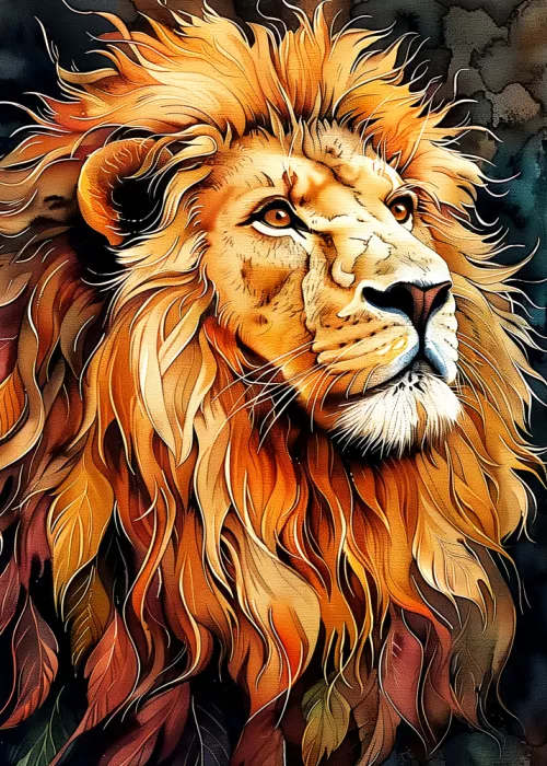 Jaszke, Justyna: Löwe Aquarell Tierkunst