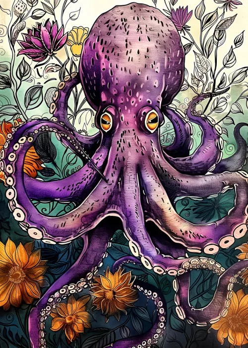 Jaszke, Justyna: Pulpo - Acuarela Arte Animal
