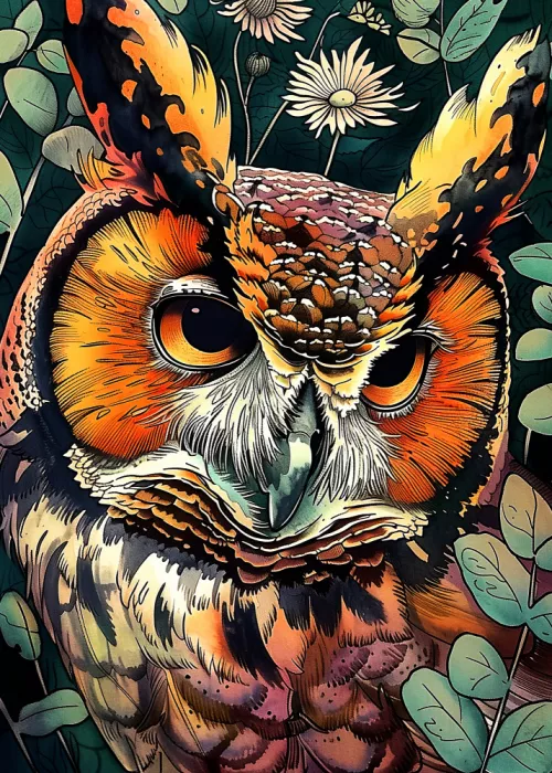 Jaszke, Justyna: Owl  Watercolor Animal Art