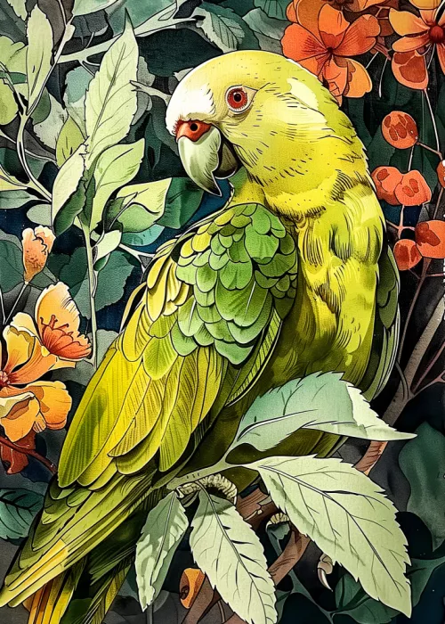 Jaszke, Justyna: Loro Acuarela Arte Animal