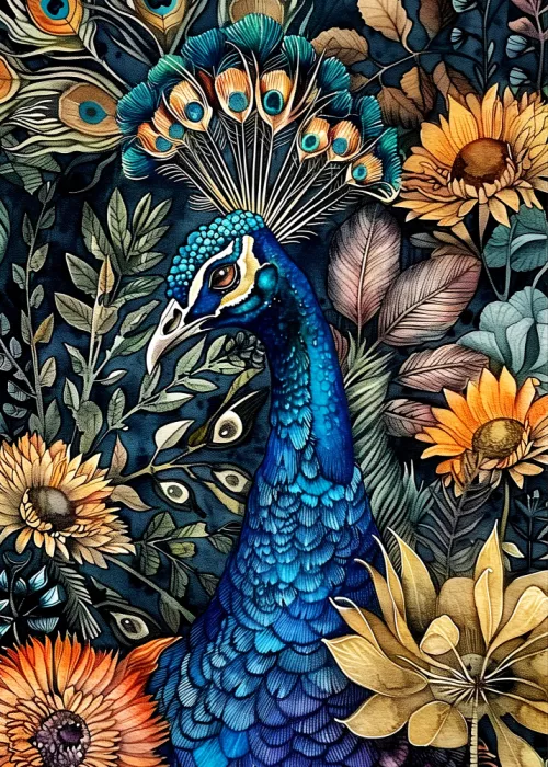 Jaszke, Justyna: Pavo Real Acuarela Arte Animal