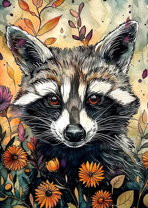 Jaszke, Justyna: Raccoon Watercolor Animal Art