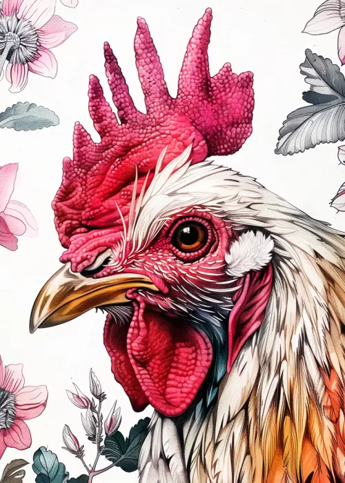 Jaszke, Justyna: Rooster 1 Watercolor Animal Art