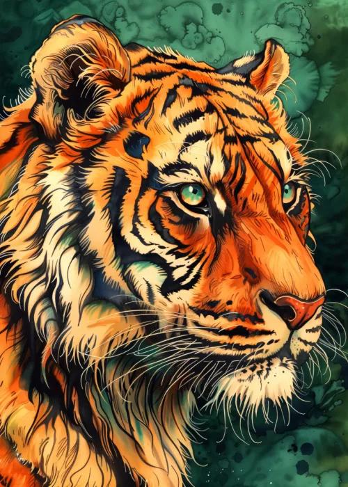 Jaszke, Justyna: Tiger  Watercolor Animal Art