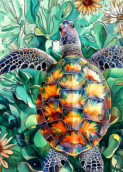 Jaszke, Justyna: Turtle  Watercolor Animal Art