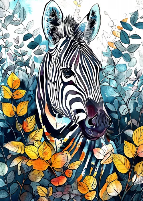 Jaszke, Justyna: Zebra Watercolor Animal Art
