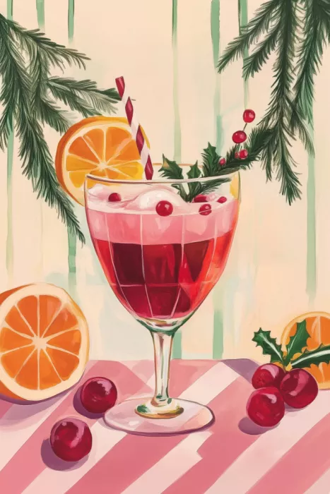 Prints, Art Melloi: Christmas Red Cocktail