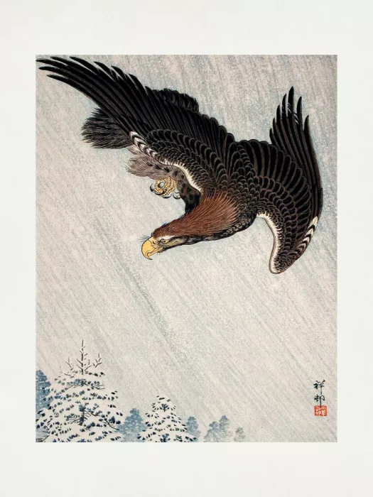 Koson, Ohara: Orel letící v sněhu (1933)