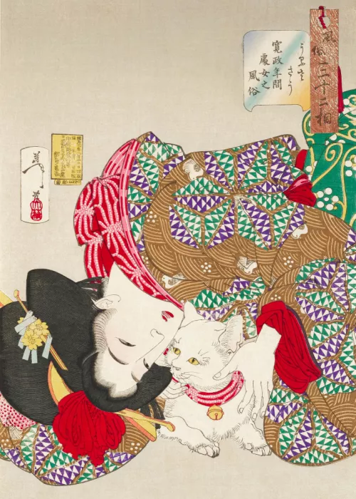 Yoshitoshi, Tsukioka: Woman With Pet Kansei Era (1888) By Tsukioka Yoshitoshi